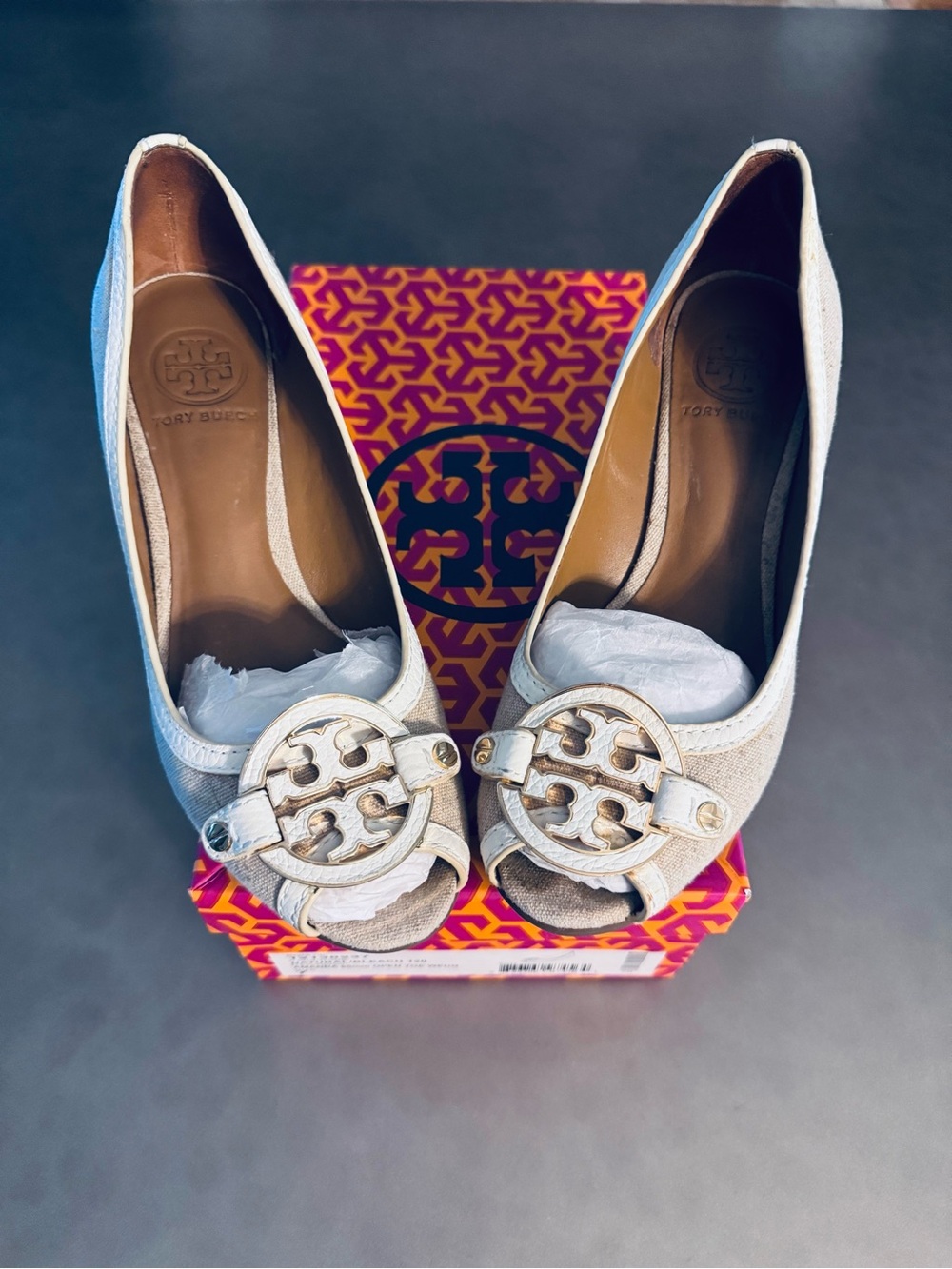 Tory Burch Amanda 65mm Open Toe Wedges - Natural Bleach - Size 7
